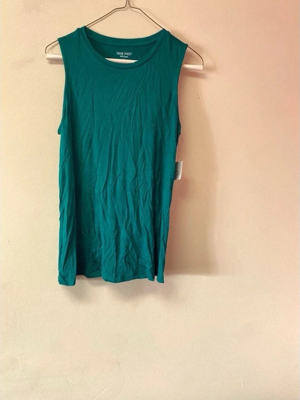 Nine West Teal Sleeveless Scoop Neck Tank